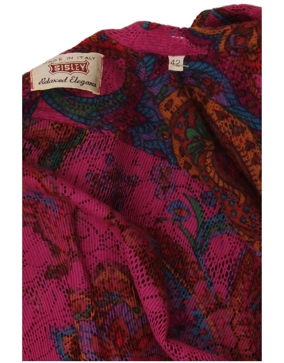Sisley Womens Relaxed Elegance Shirt IT 42 Medium Pink Paisley Bohemian