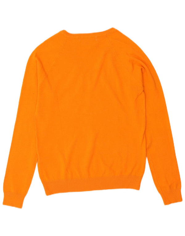 Zara Womens V-Neck Jumper Sweater UK 18 XL Orange Cotton