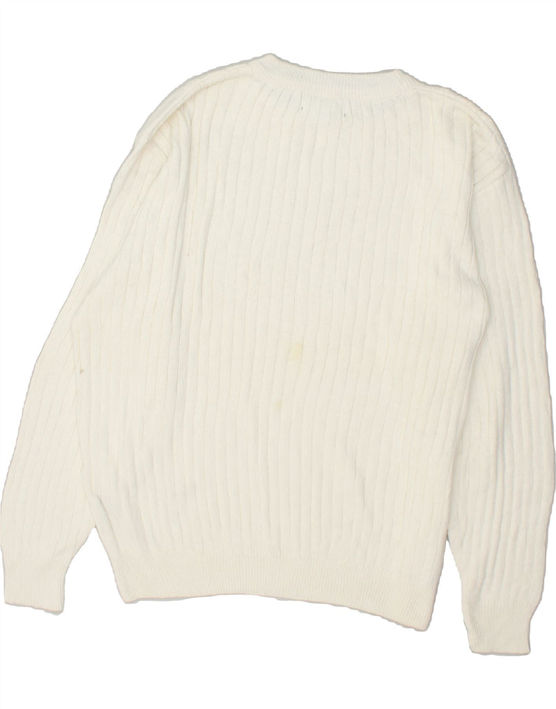 CHAPS RALPH LAUREN Mens Crew Neck Jumper Sweater XL White Cotton | Vintage Chaps Ralph Lauren | Thrift | Second-Hand Chaps Ralph Lauren | Used Clothing | Messina Hembry 