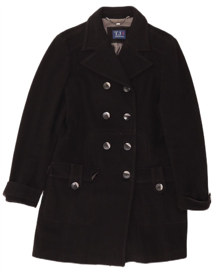 Trussardi Jeans Womens Double Breasted Coat IT 44 Medium Black Wool