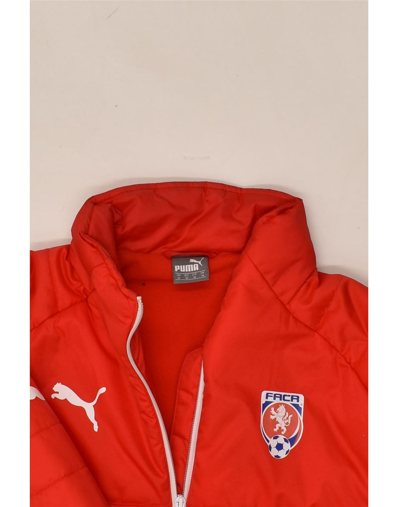 PUMA Mens Hooded Padded Jacket UK 38 Medium Red Polyester | Vintage Puma | Thrift | Second-Hand Puma | Used Clothing | Messina Hembry 