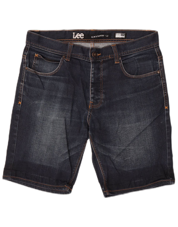Lee Womens Narrow Fit Slim Fit Denim Shorts W32 Large  Navy Blue Cotton