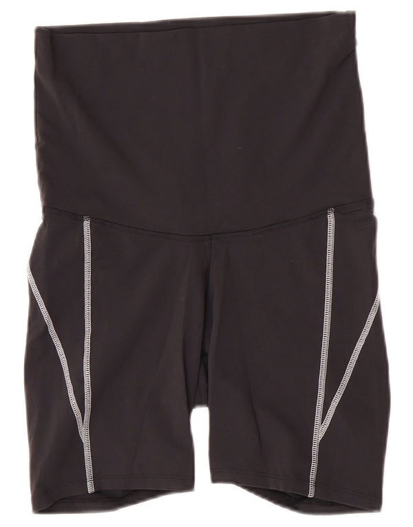 Reebok Womens High Waist Sport Shorts UK 12/14 Medium Black Polyamide
