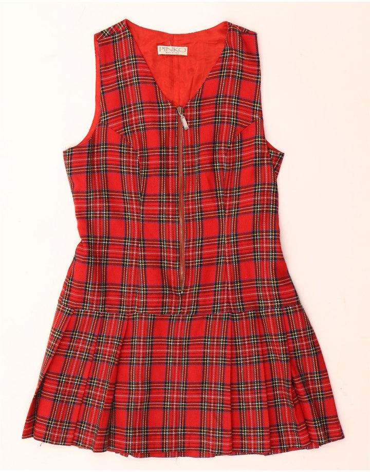 Pinko Womens Sleeveless A-Line Dress UK 12 Medium Red Check