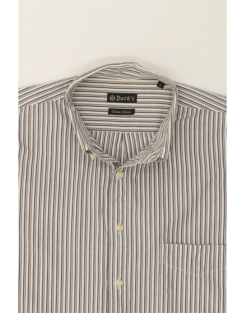 DACK'S Mens Classic Fit Shirt Large White Pinstripe Cotton | Vintage Dack's | Thrift | Second-Hand Dack's | Used Clothing | Messina Hembry 