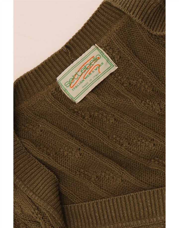 Settebello Mens Cardigan Sweater Large Khaki