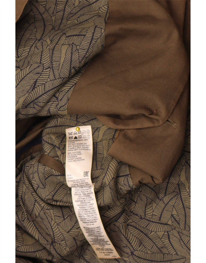 Marks & Spencer Mens 2 Button Blazer Jacket UK 40 Medium Khaki Cotton