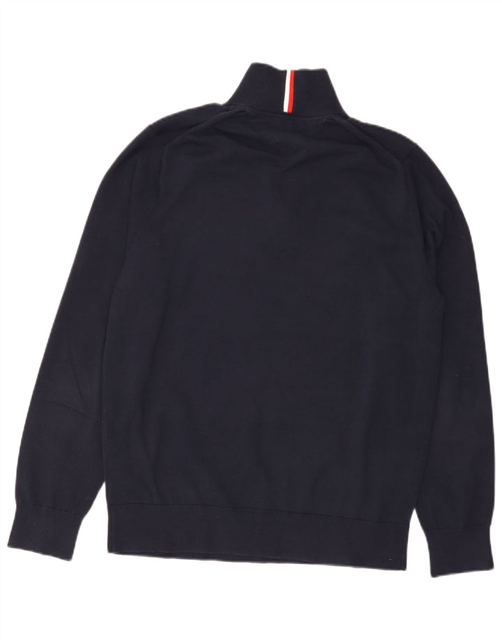 Tommy Hilfiger Mens Zip Neck Jumper Sweater Medium Navy Blue Cotton