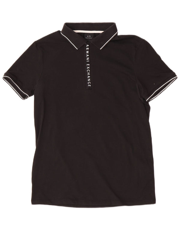 Armani Exchange Mens Polo Shirt Medium Black Cotton