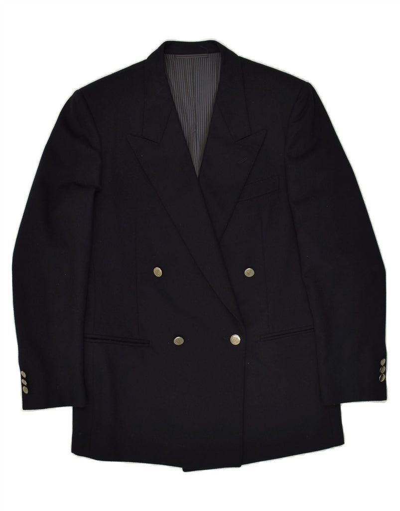 PAL ZILERI Mens Double Breasted Blazer Jacket IT 48 Medium Navy Blue Wool | Vintage Pal Zileri | Thrift | Second-Hand Pal Zileri | Used Clothing | Messina Hembry 