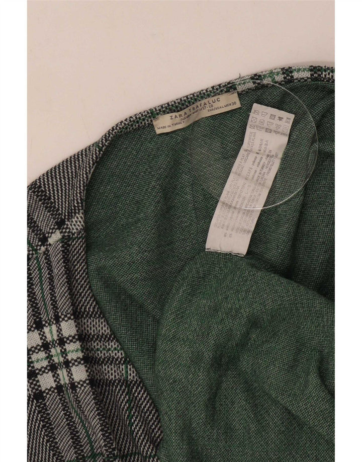 Zara Womens Wrap Dress UK 14 Large Green Plaid Polyester