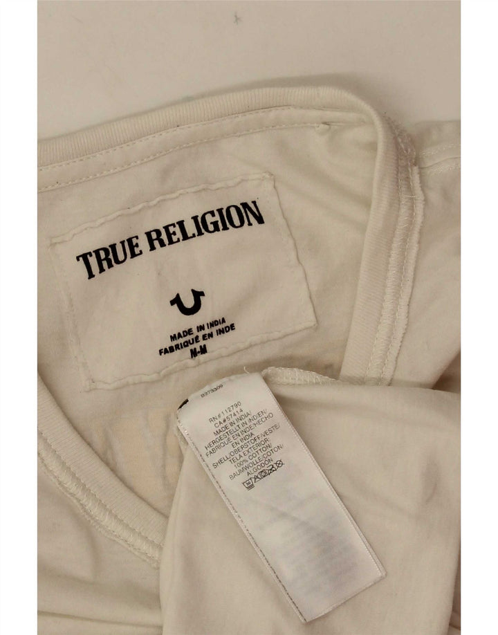 True Religion Mens Graphic T-Shirt Top Medium White Cotton
