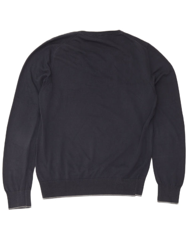 Cerruti 1881 Mens V-Neck Jumper Sweater Large Navy Blue Cotton