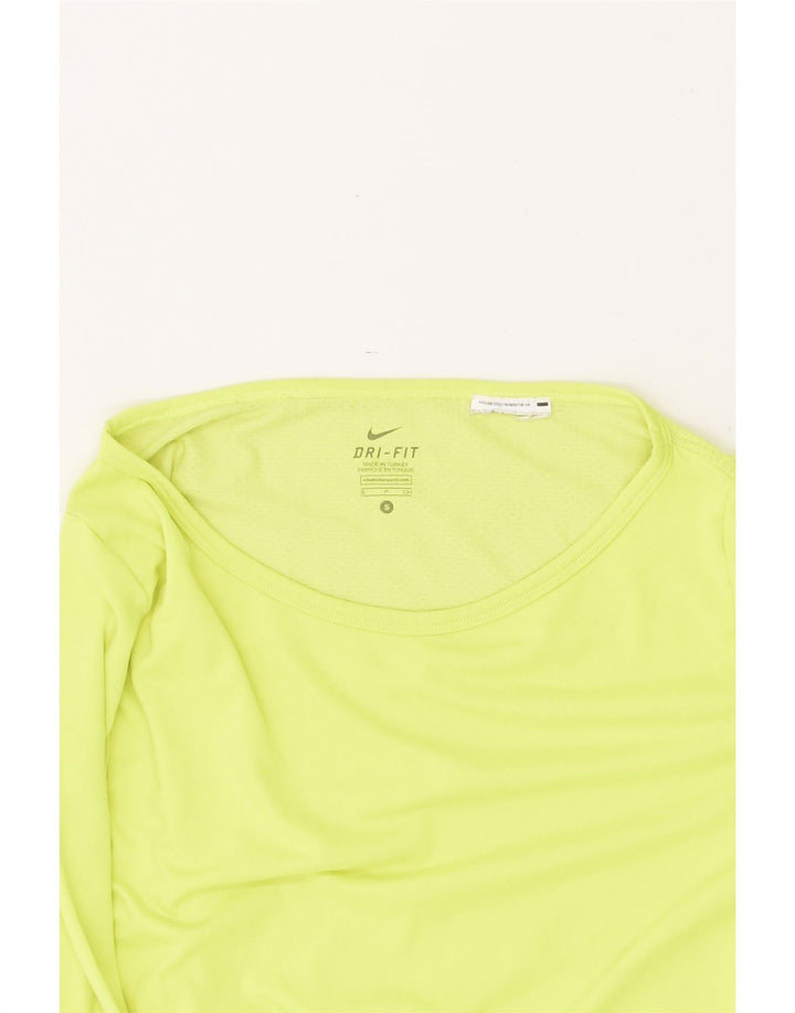 NIKE Womens Dri Fit Top Long Sleeve UK 10 Small Green Polyester