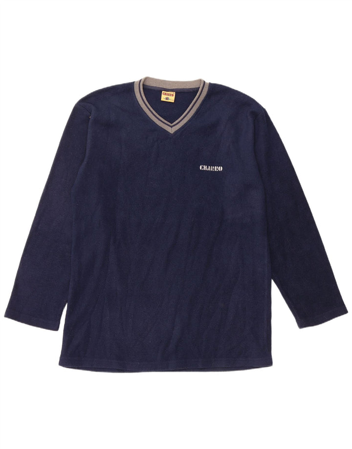 CHARRO Mens Fleece Jumper Medium Navy Blue Polyester