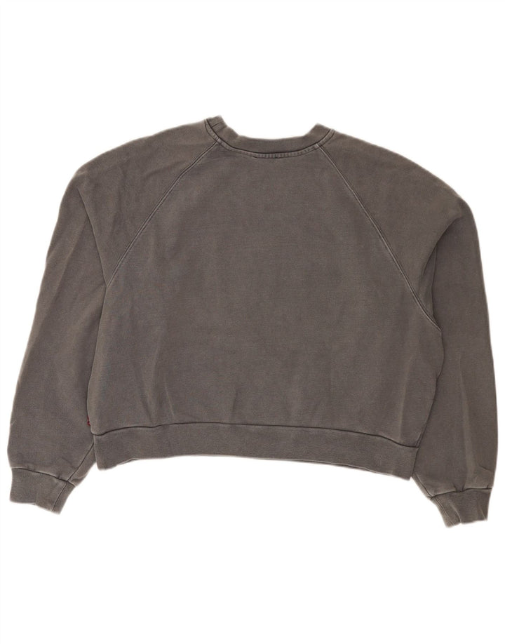 Levi's Womens Crop Graphic Oversized Sweatshirt Jumper UK 14 Medium Grey