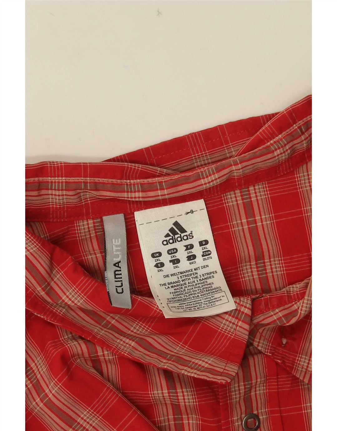 Adidas Mens Climalite Short Sleeve Shirt 2XL Red Check Polyamide