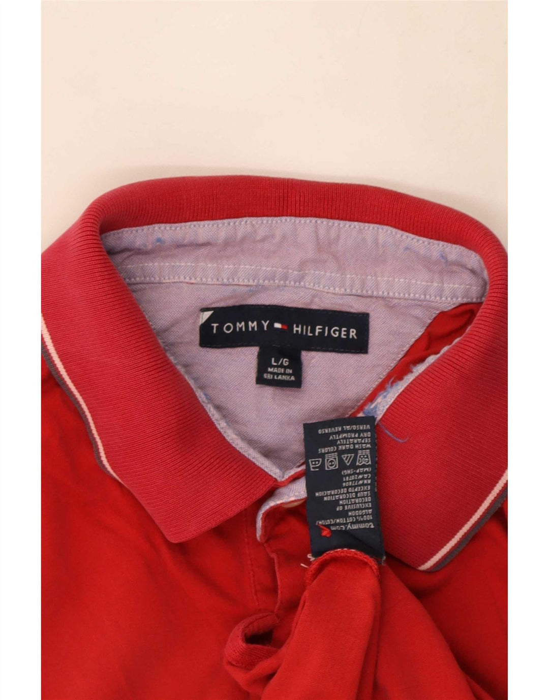 Tommy Hilfiger Mens Polo Shirt Large Red Cotton