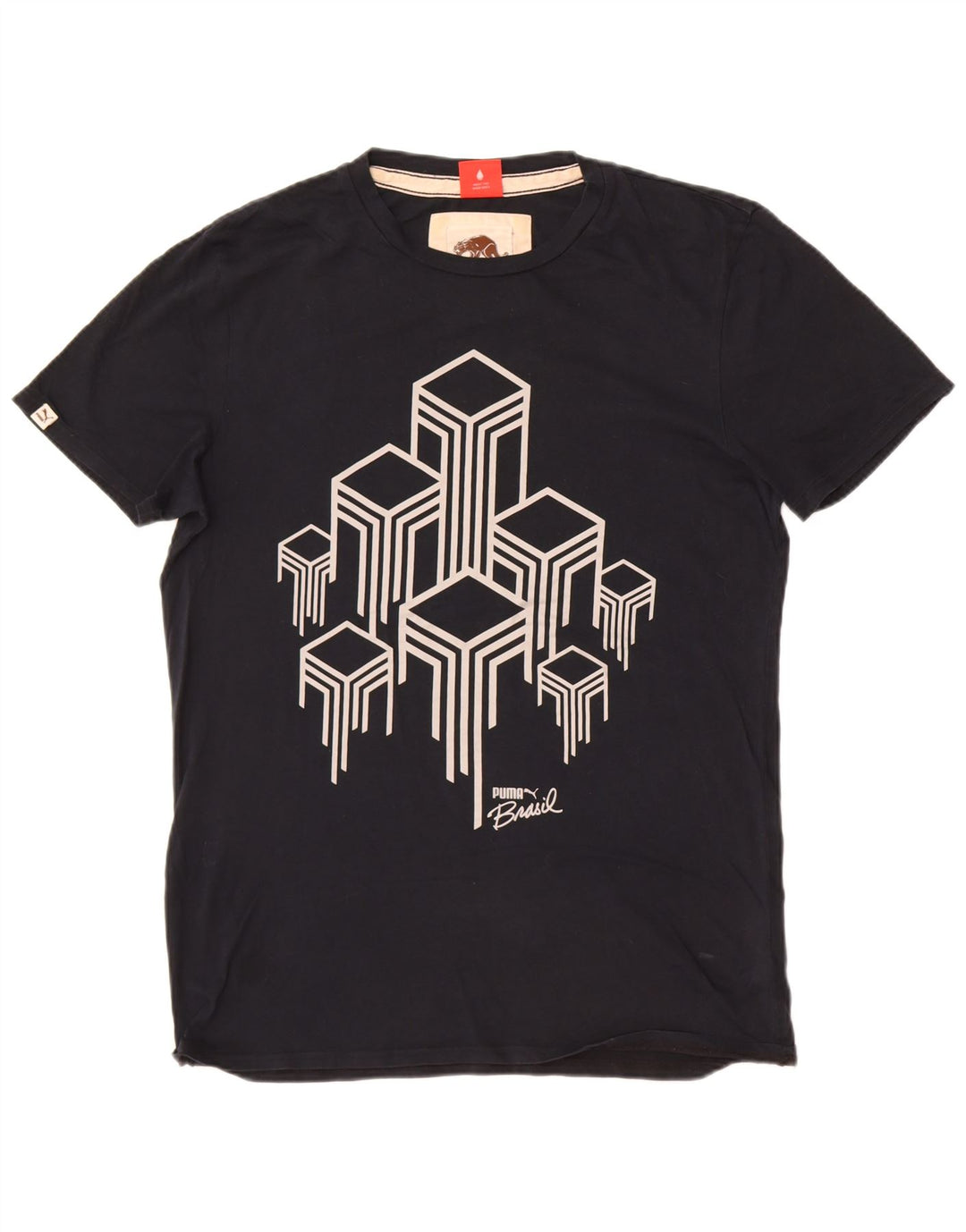 Puma Mens Graphic T-Shirt Top Medium Black Cotton