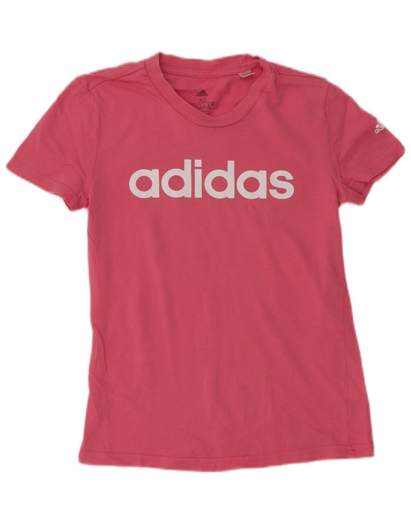 Adidas Womens Graphic T-Shirt Top UK 4/6 XS Pink Cotton