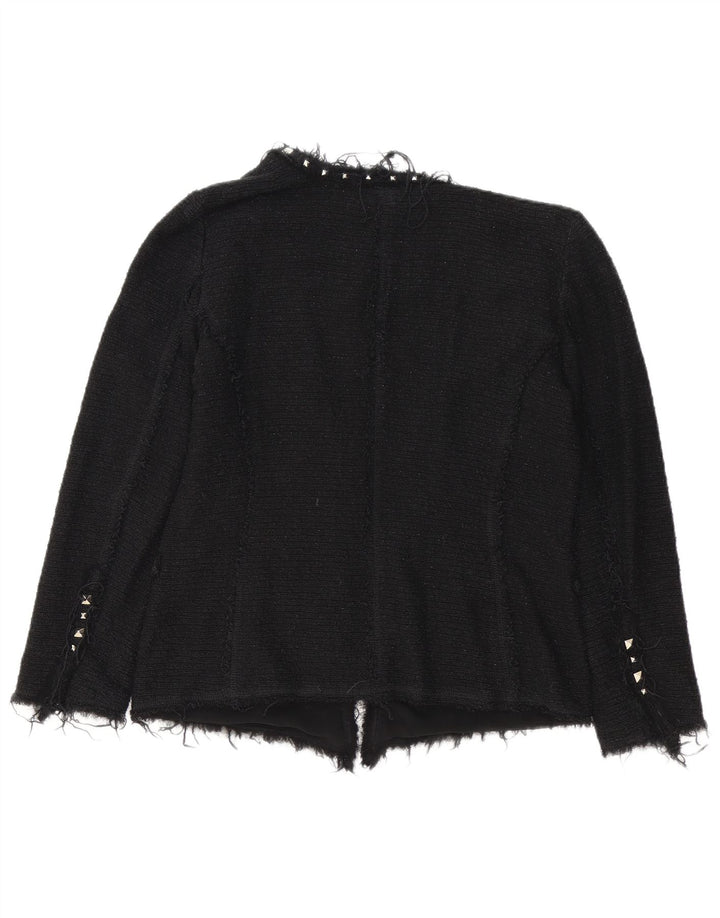 ZARA Womens Open Cardigan Sweater UK 16 Large Black