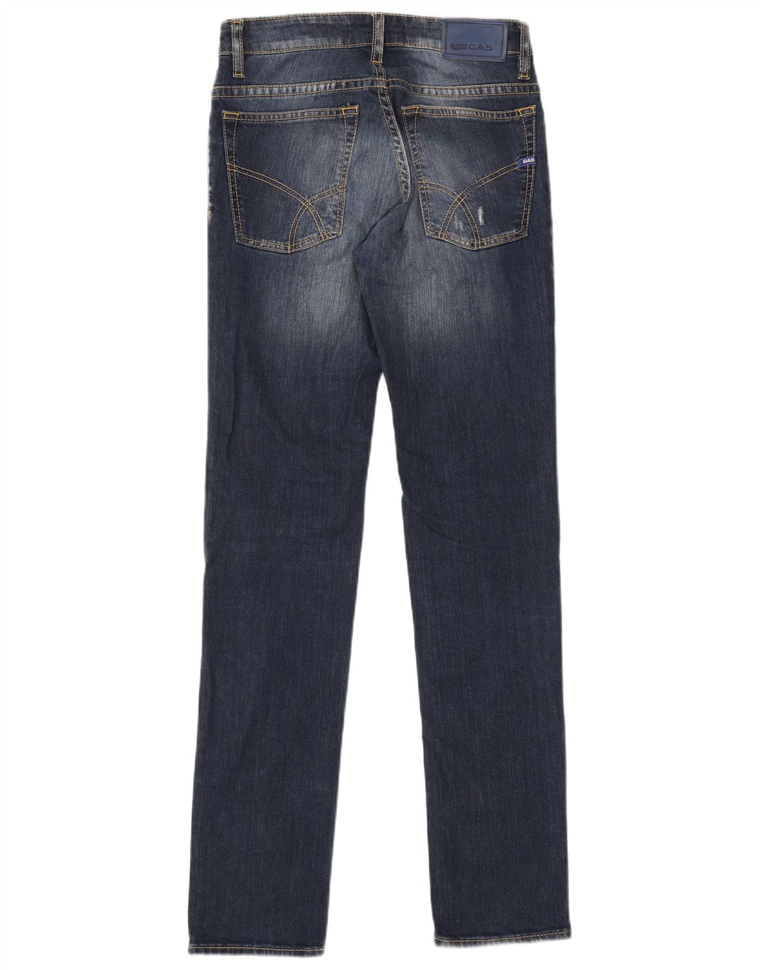 GAS Mens Anders Distressed Slim Jeans W30 L34 Navy Blue Cotton