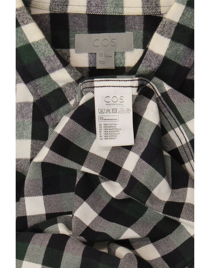 Cos Mens Flannel Shirt Medium Green Check Cotton