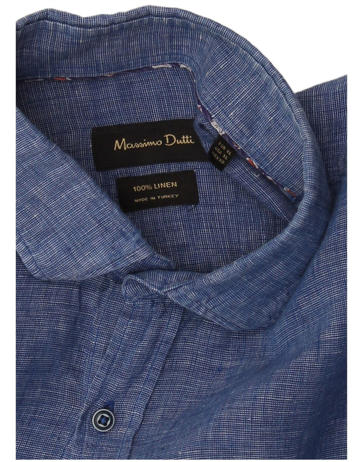 Massimo Dutti Mens Shirt XL Blue Linen