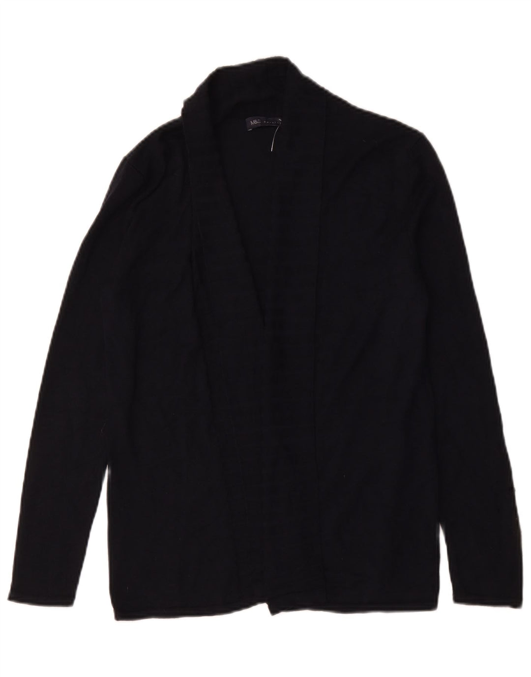 Marks & Spencer Womens Open Cardigan Sweater UK 10 Small Navy Blue Viscose