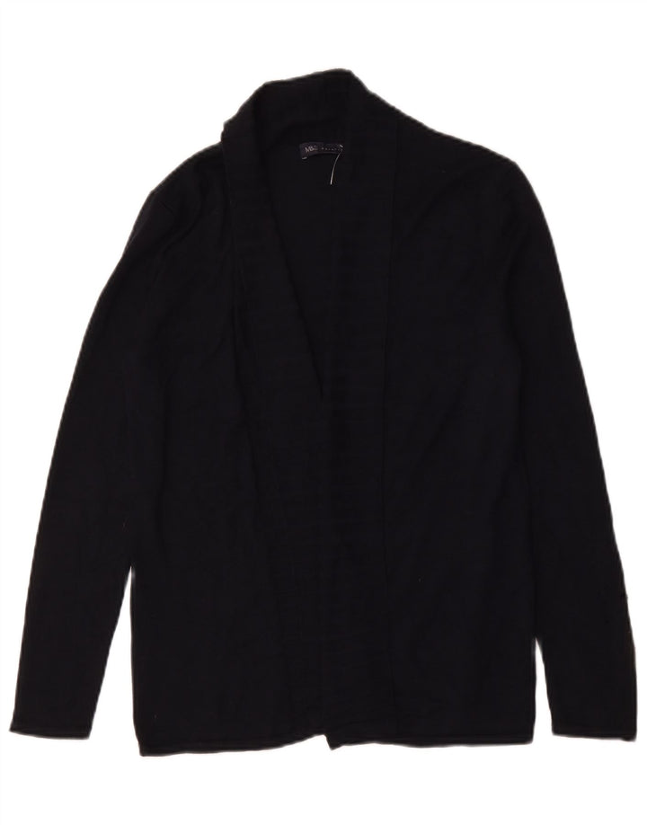 Marks & Spencer Womens Open Cardigan Sweater UK 10 Small Navy Blue Viscose