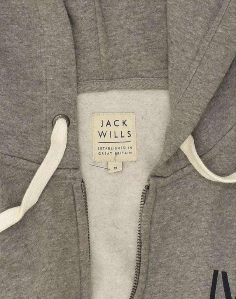 JACK WILLS Mens Graphic Zip Hoodie Sweater Medium Grey Cotton | Vintage Jack Wills | Thrift | Second-Hand Jack Wills | Used Clothing | Messina Hembry 