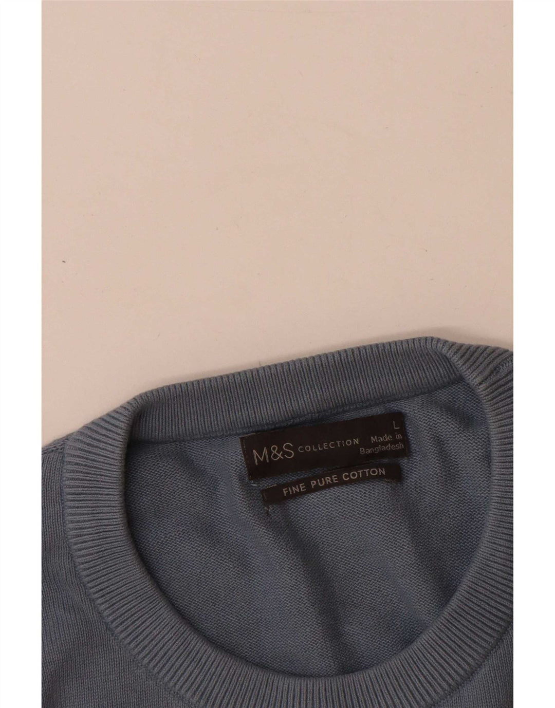 Marks & Spencer Mens Crew Neck Jumper Sweater Large Blue Cotton