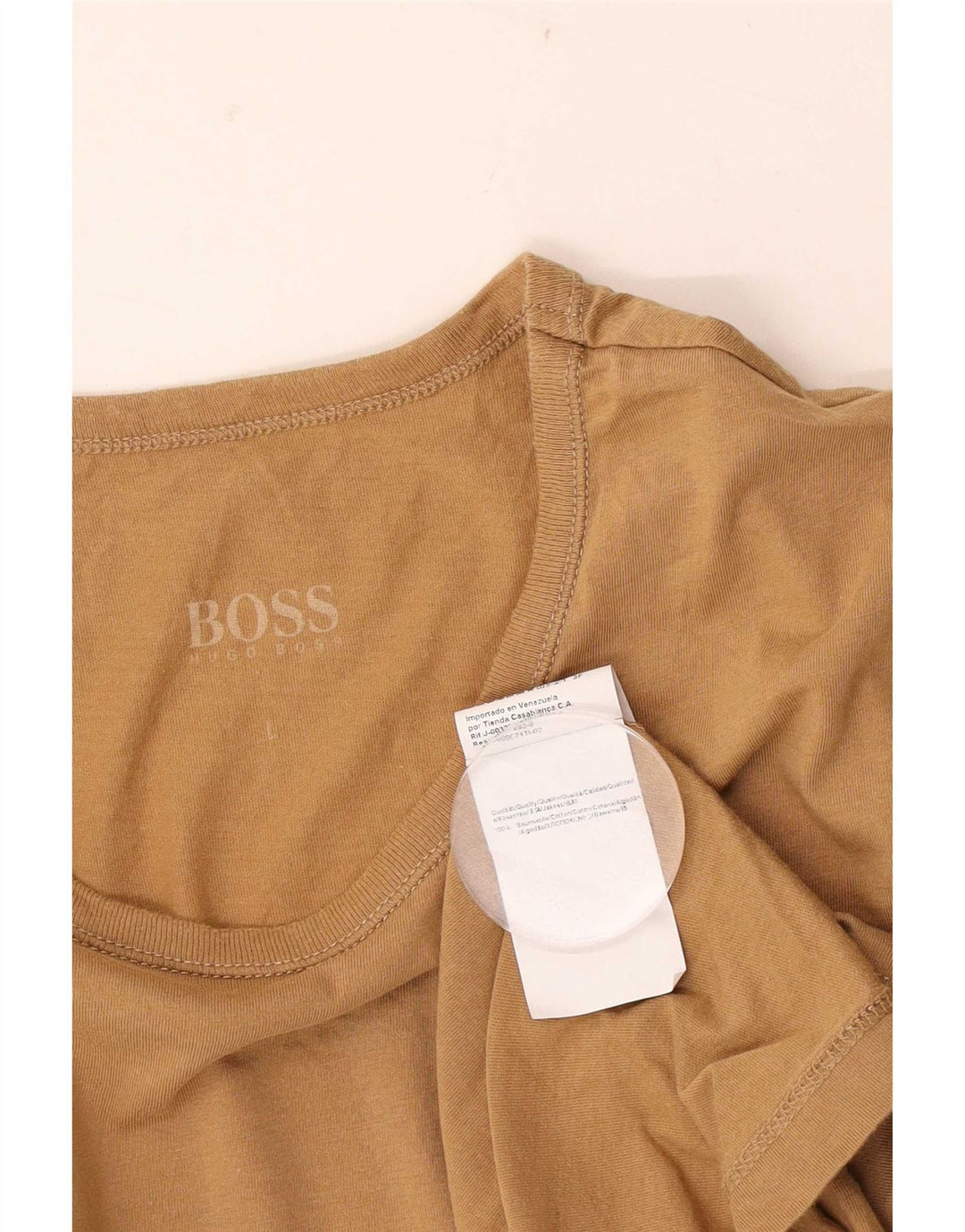 Hugo Boss Mens T-Shirt Top Large Beige Cotton