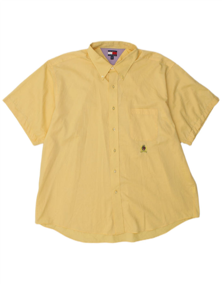 TOMMY HILFIGER Mens Short Sleeve Shirt XL Yellow