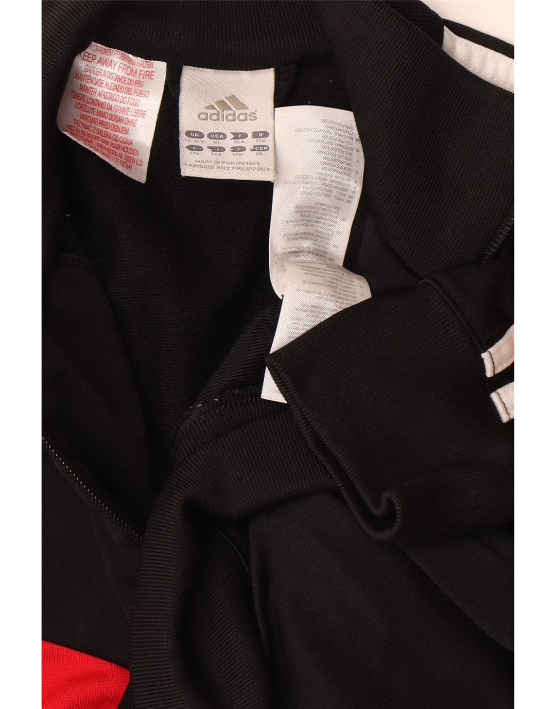 Adidas Boys Tracksuit Top Jacket 15-16 Years Black Colourblock Polyester