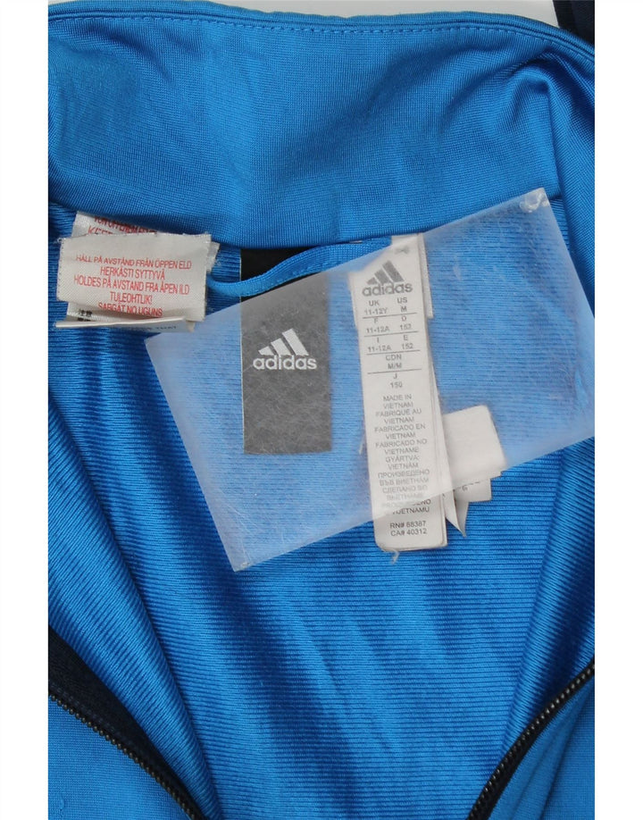 Adidas Boys Tracksuit Top Jacket 11-12 Years Navy Blue Colourblock
