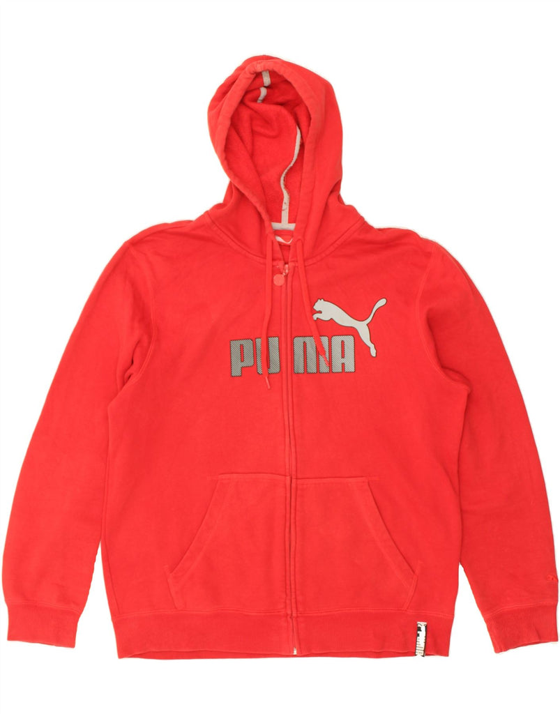 PUMA Mens Graphic Zip Hoodie Sweater Large Red Cotton | Vintage Puma | Thrift | Second-Hand Puma | Used Clothing | Messina Hembry 