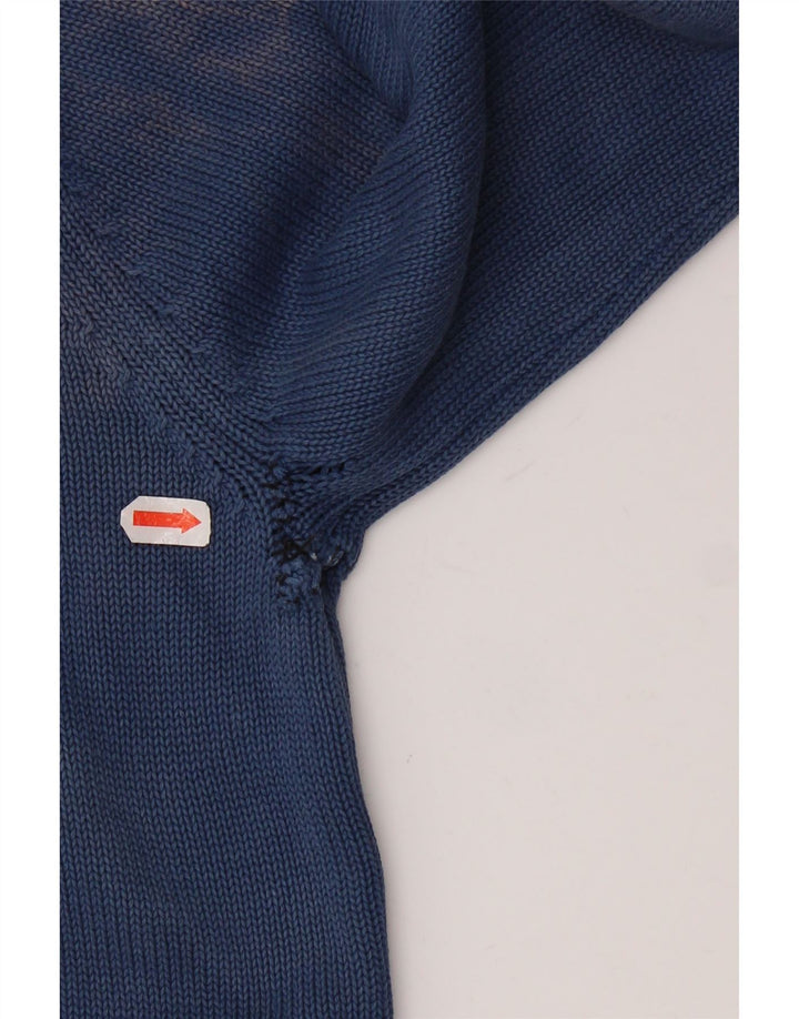 TOM TAILOR Mens Zip Neck Jumper Sweater XL Blue Tie Dye Cotton