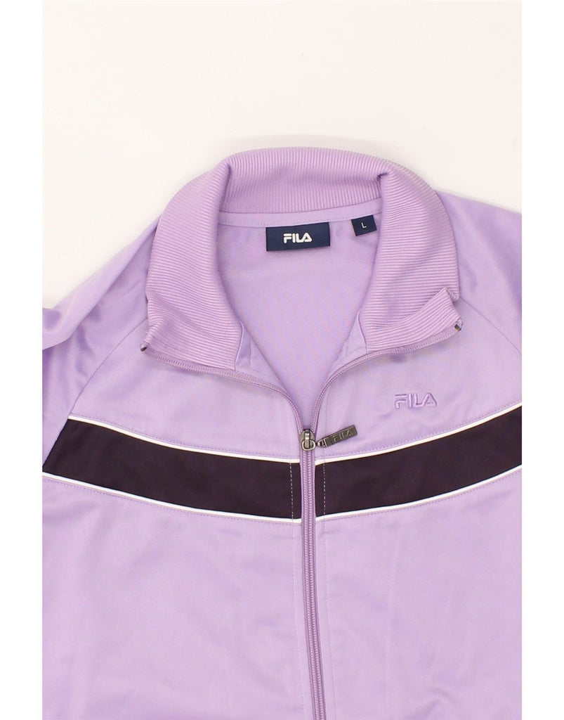 FILA Womens Tracksuit Top Jacket UK 14 Large Purple Polyester Vintage Fila and Second-Hand Fila from Messina Hembry 