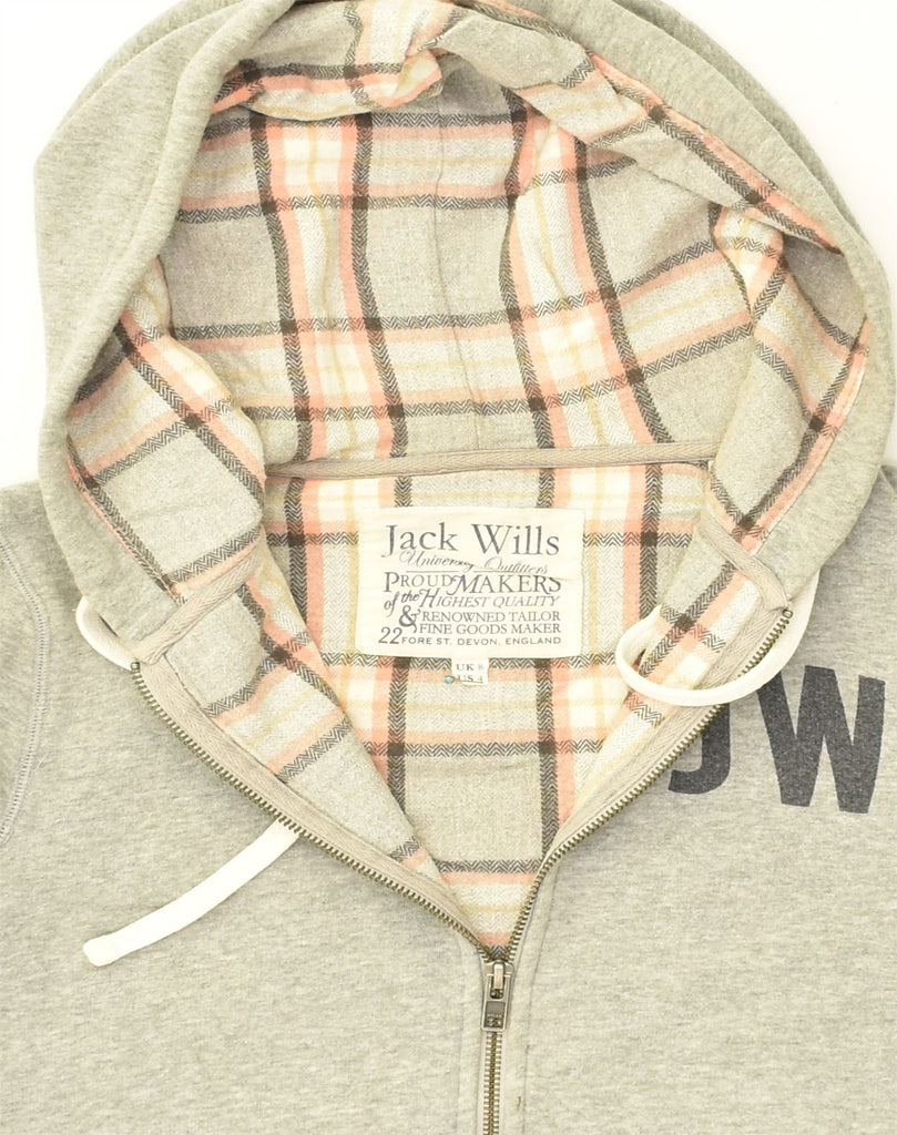 JACK WILLS Womens Zip Hoodie Sweater UK 8 Small Grey Cotton | Vintage Jack Wills | Thrift | Second-Hand Jack Wills | Used Clothing | Messina Hembry 