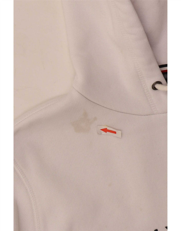 Tommy Hilfiger Mens Graphic Hoodie Jumper Medium White Cotton