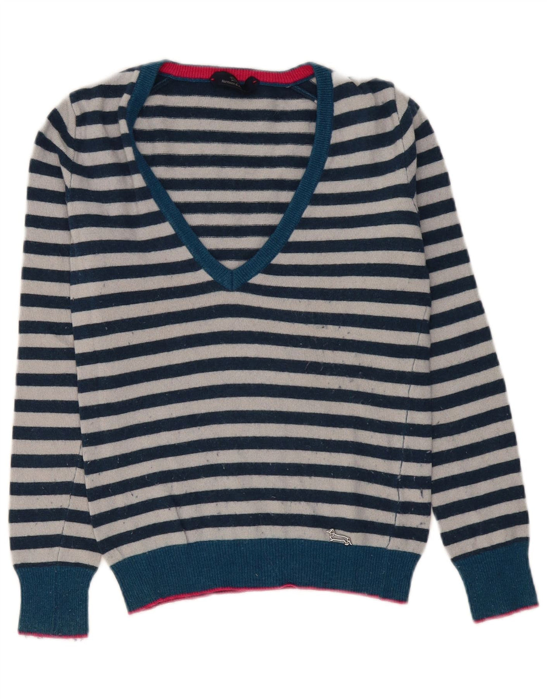 HARMONT & BLAINE Womens V-Neck Jumper Sweater UK 10 Small Navy Blue