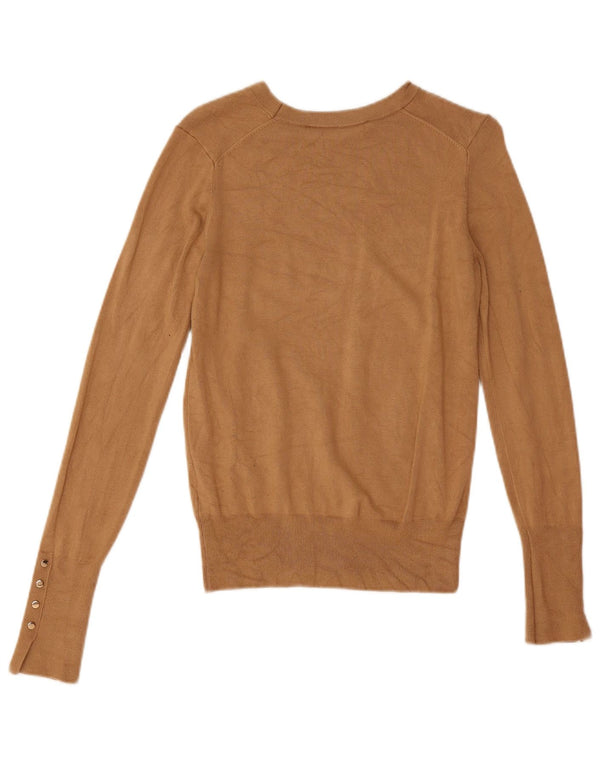 Zara Womens Boat Neck Jumper Sweater UK 10 Small Beige Viscose