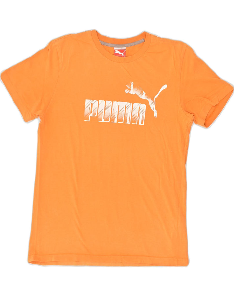 PUMA Mens Graphic T-Shirt Top Small Orange Cotton | Vintage Puma | Thrift | Second-Hand Puma | Used Clothing | Messina Hembry 