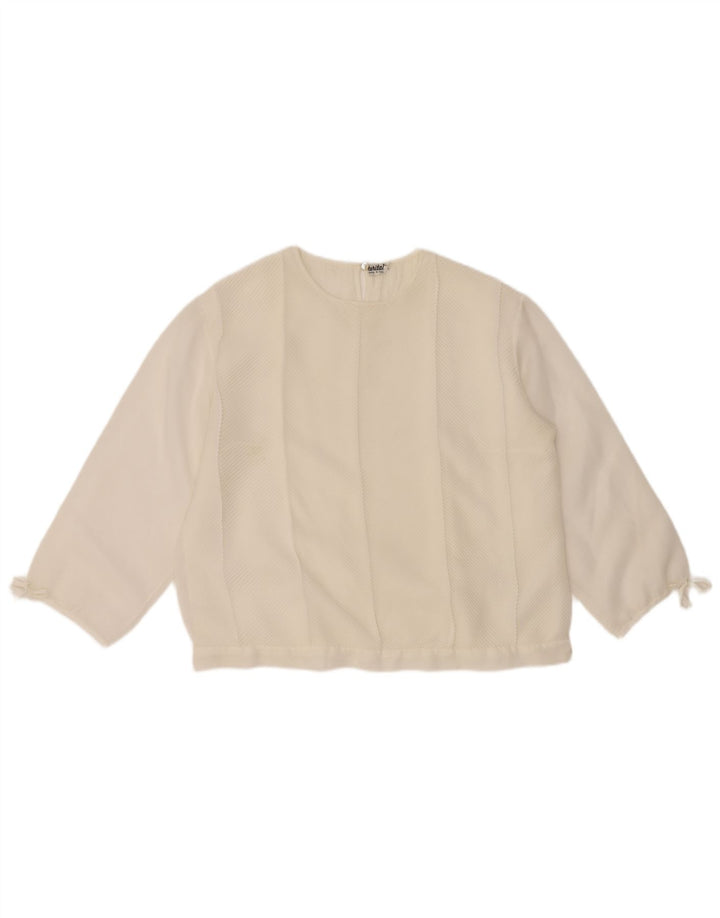 Vintage Womens 3/4 Sleeve Blouse Top UK 16 Large White
