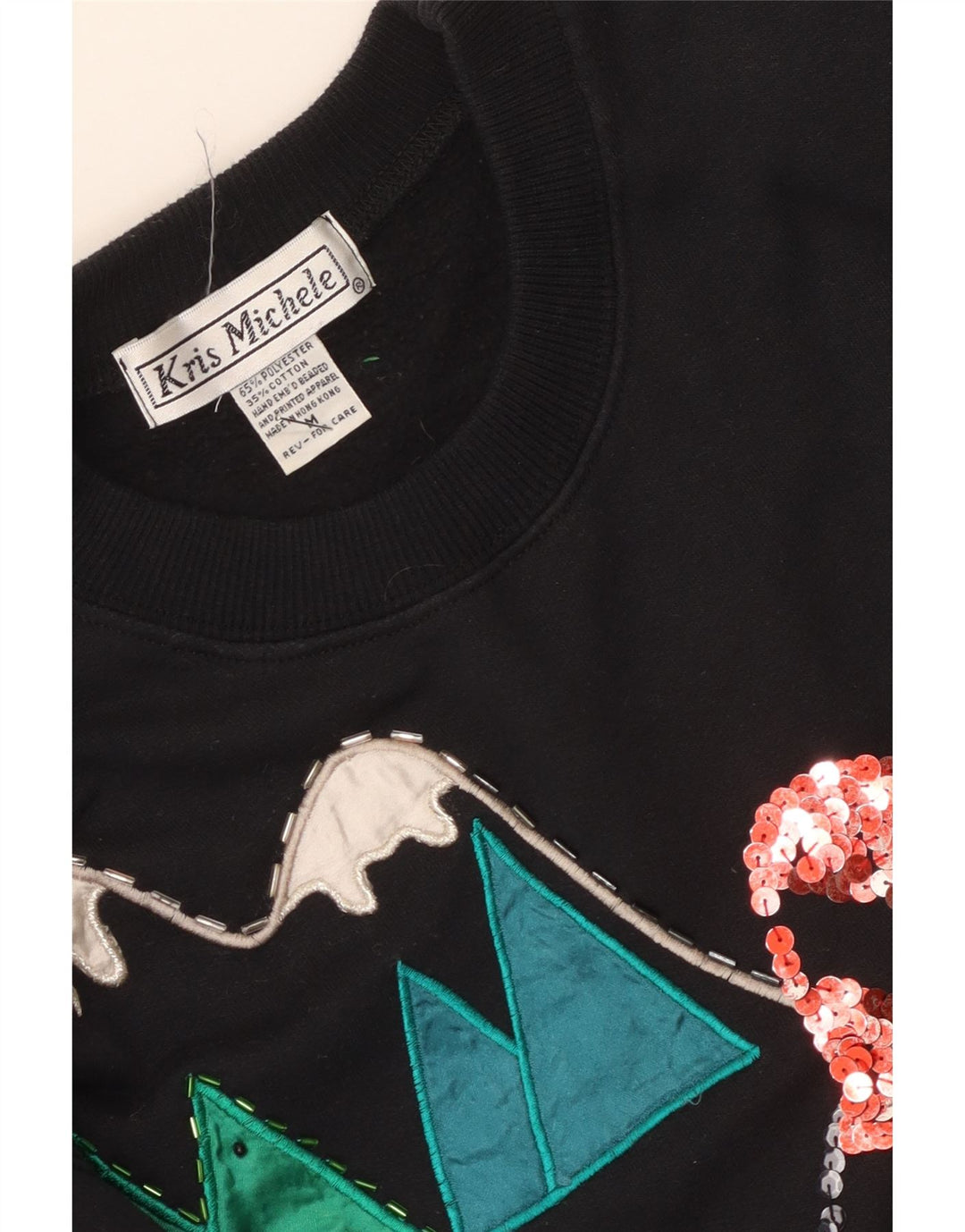 Kris Michele Womens Graphic Sweatshirt Jumper UK 14 Medium Black Polyester