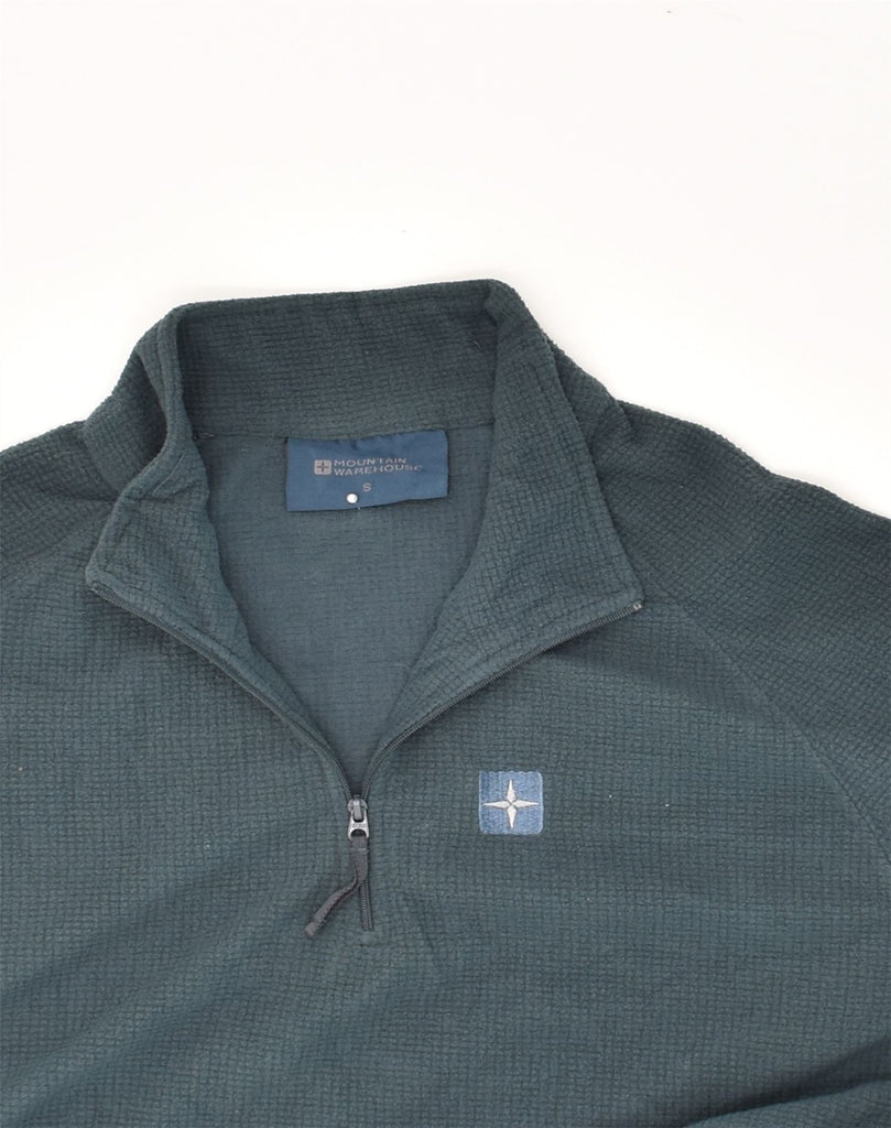 MOUNTAIN WAREHOUSE Mens Zip Neck Fleece Jumper Small Turquoise Polyester | Vintage Mountain Warehouse | Thrift | Second-Hand Mountain Warehouse | Used Clothing | Messina Hembry 