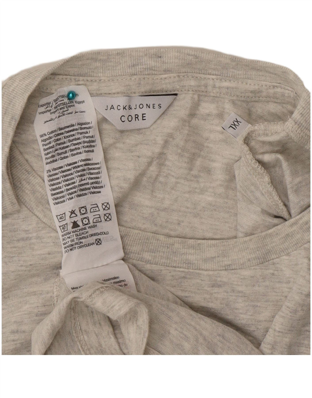 Jack & Jones Mens Graphic T-Shirt Top 2XL Grey Cotton