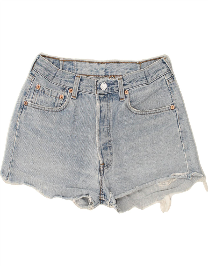 LEVI'S Womens Distressed Denim Shorts W30 Medium Blue Cotton | Vintage Levi's | Thrift | Second-Hand Levi's | Used Clothing | Messina Hembry 