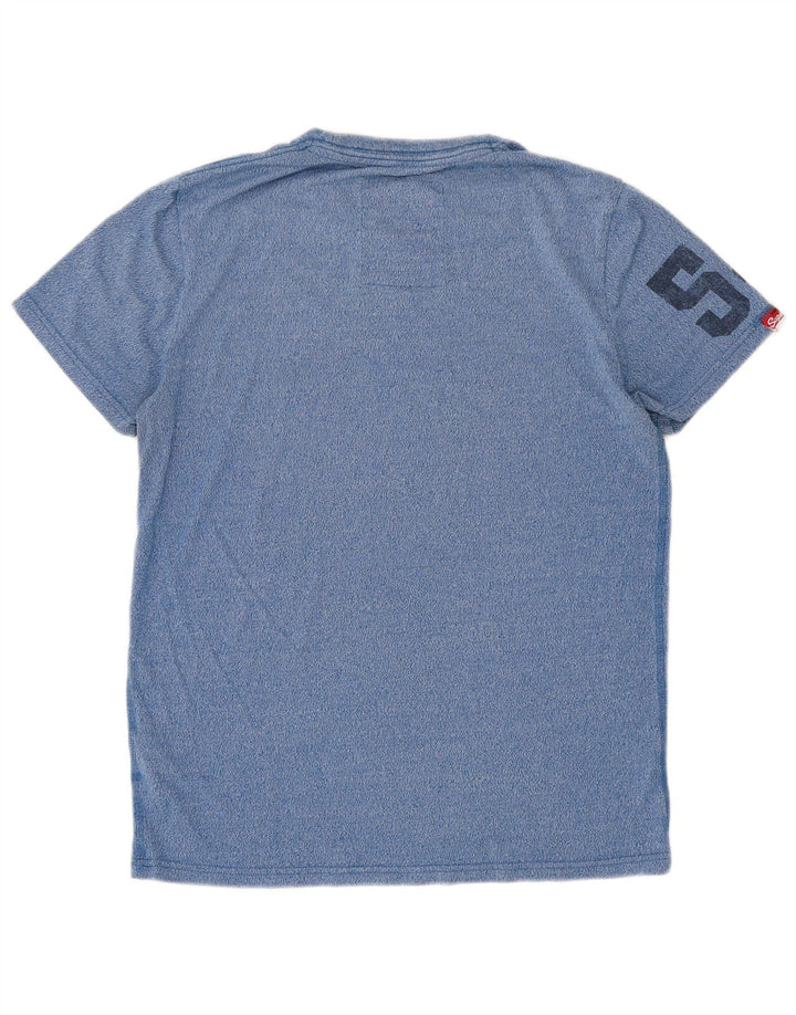 Superdry Mens Graphic T-Shirt Top Large Blue Flecked Cotton